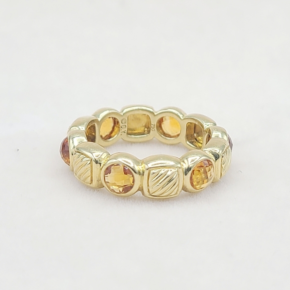 David Yurman Chiclet Band Ring With Citrine in 18k Gold - Picture 4 of 13